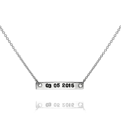 Personalised Sterling Silver Matt Hand Stamped Bar Necklace