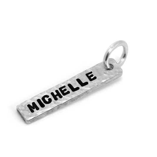 Personalised Sterling Silver Hammered Drop Hand Made Charm