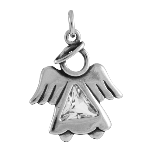 Sterling Silver Crystal Angel Charm