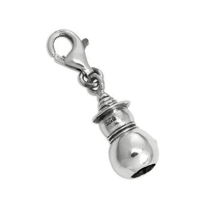 Sterling Silver Hollow 3D Snowman Clip on Charm