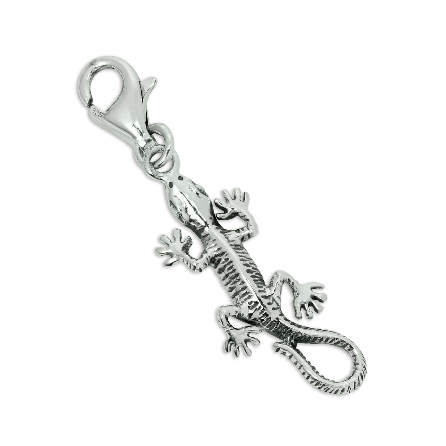 Sterling Silver Gecko Clip on Charm