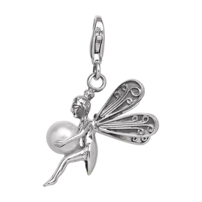 Sterling Silver & Pearl Fairy Clip on Charm