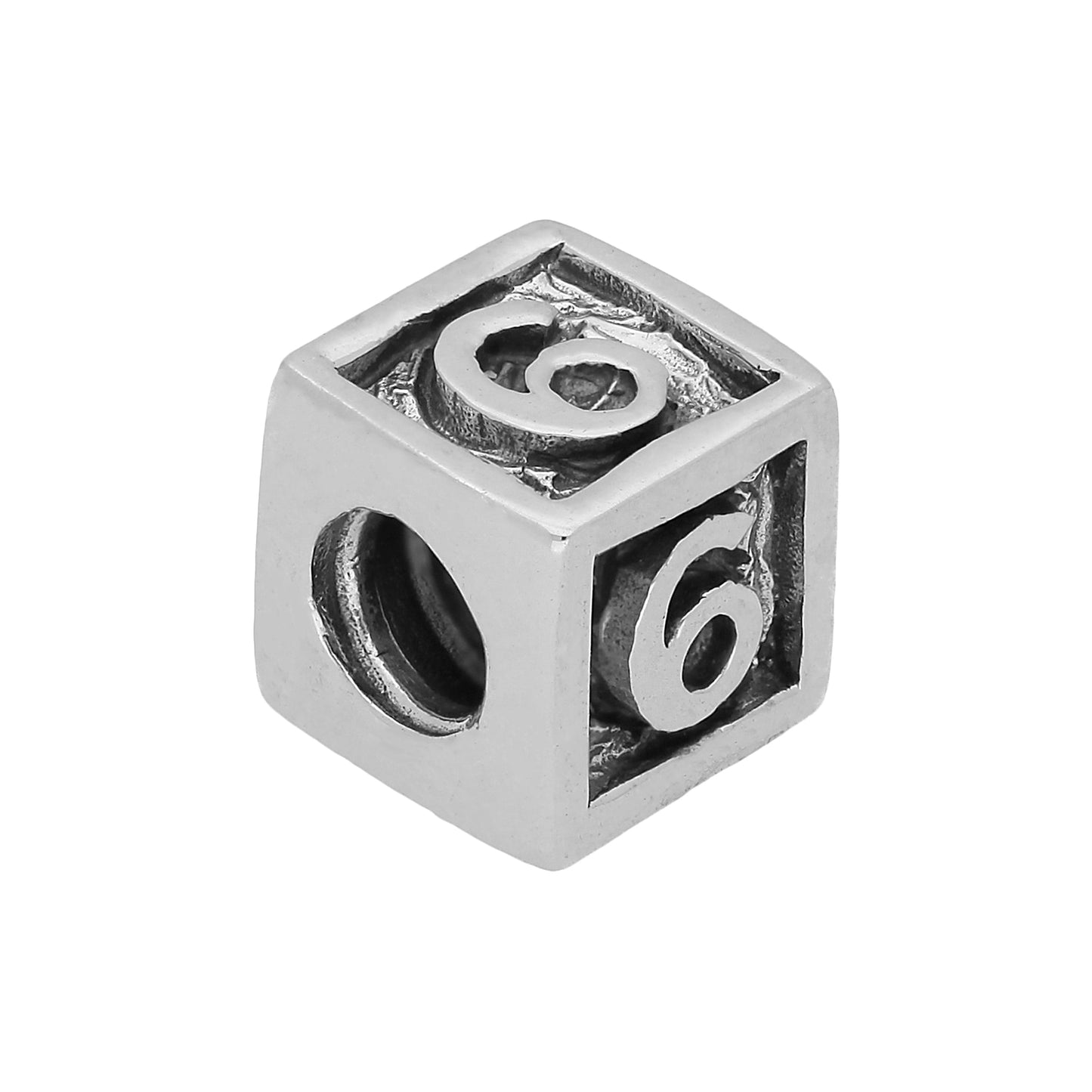 Sterling Silver Number Cube Bead Charm 0-9