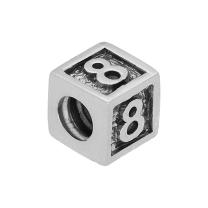 Sterling Silver Number Cube Bead Charm 0-9