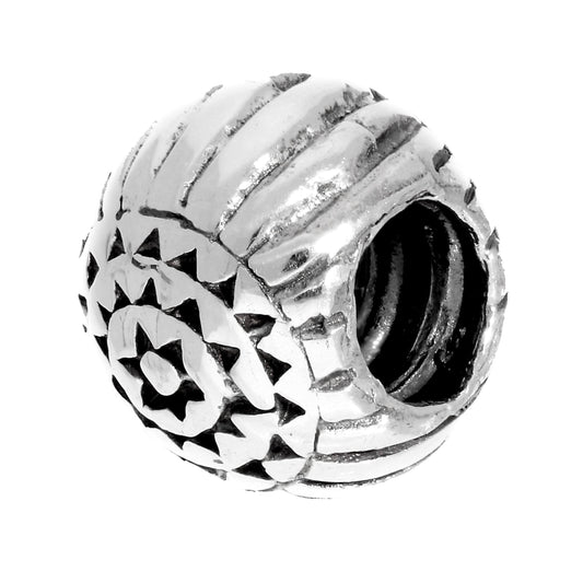 Sterling Silver Ribbed Star Bead Charm