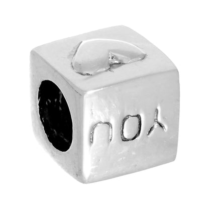 Sterling Silver I Love You Cube Bead Charm