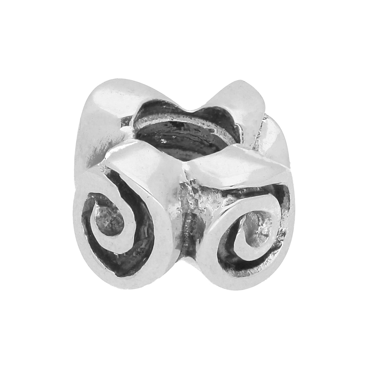 Sterling Silver Spiral Flower Bead Charm