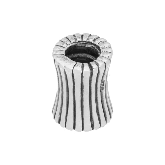 Sterling Silver Lined Hourglass Cylinder Bead Charm
