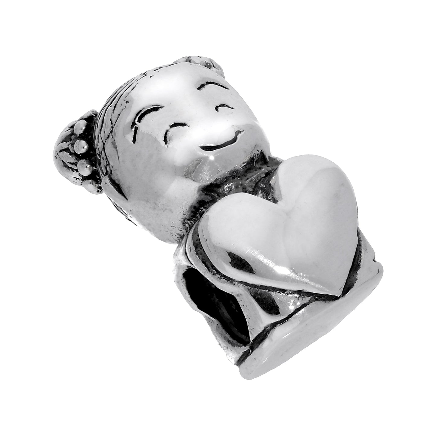 Sterling Silver Baby Girl Bead Charm with Heart