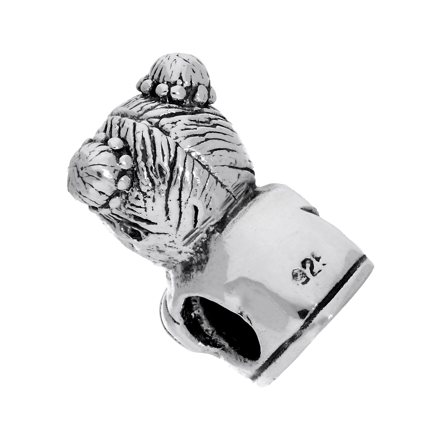 Sterling Silver Baby Girl Bead Charm with Heart