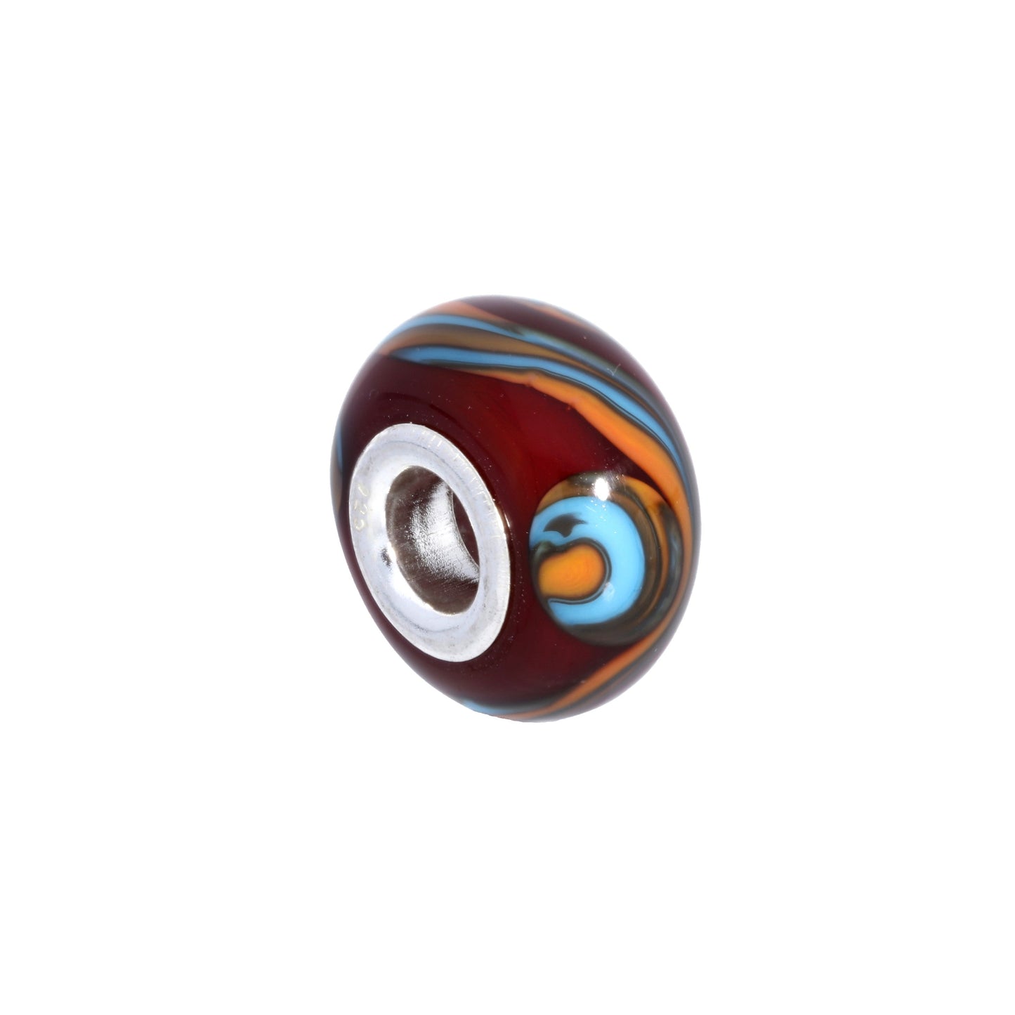 Sterling Silver & Red Glass Abstract Bead Charm
