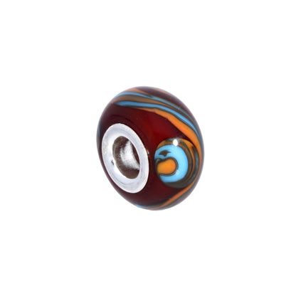 Sterling Silver & Red Glass Abstract Bead Charm
