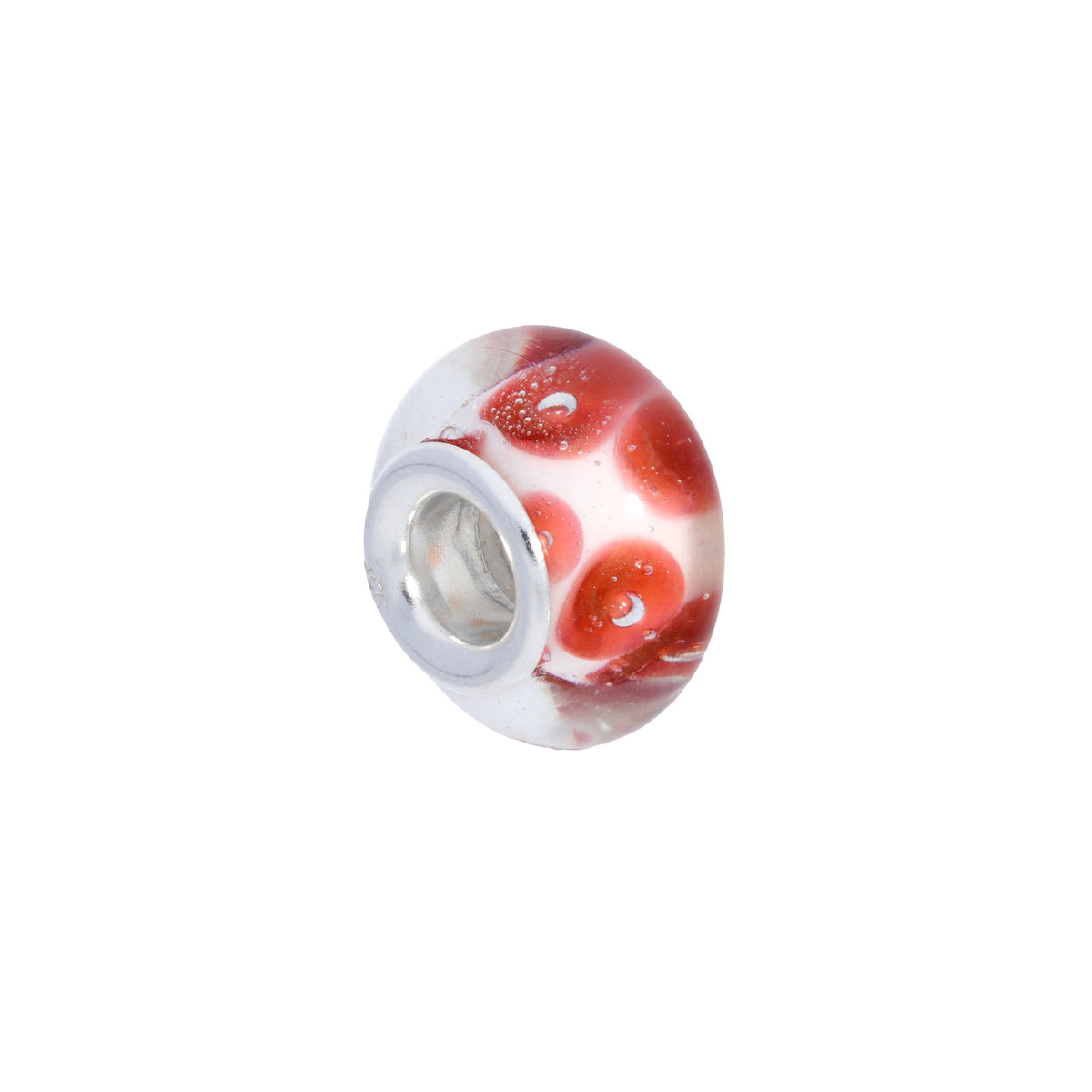 Sterling Silver & White Transparent Glass Bead Charm