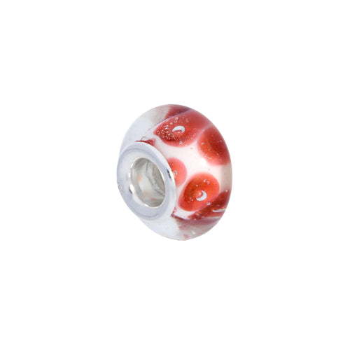 Sterling Silver & White Transparent Glass Bead Charm