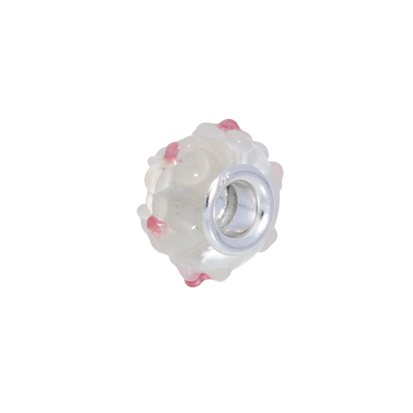 Sterling Silver & Transparent Glass Flower Bead Charm