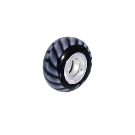 Sterling Silver & Striped Glass Bead Charm