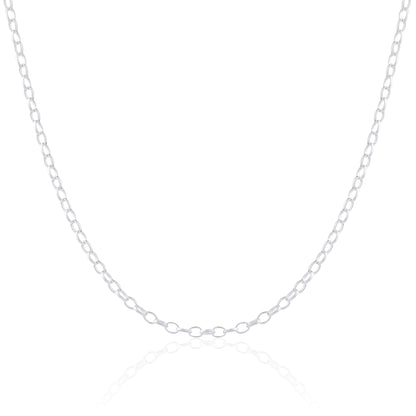 Sterling Silver Oval Belcher Chain 16 - 24 Inches