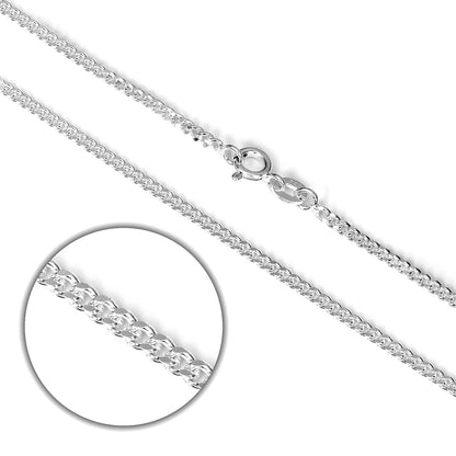 Sterling Silver Diamond Cut Curb Chain 16 - 24 Inches