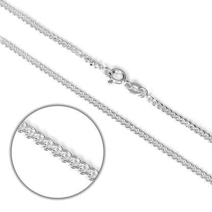 Sterling Silver Diamond Cut Curb Chain 16 - 24 Inches