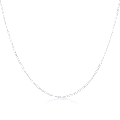 Sterling Silver Diamond Cut Figaro Chain 16 - 24 Inches