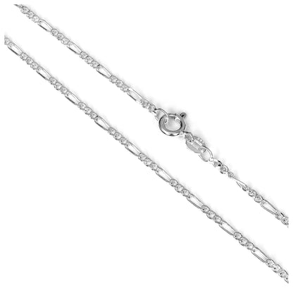 Sterling Silver Diamond Cut Figaro Chain 16 - 24 Inches