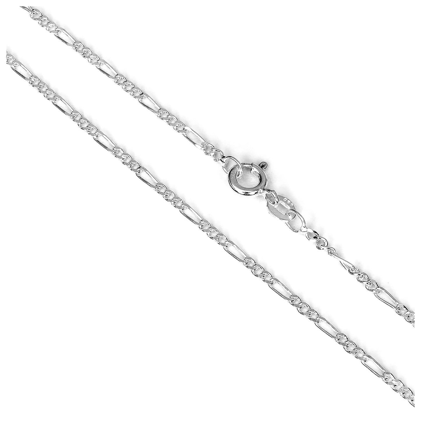 Sterling Silver Diamond Cut Figaro Chain 16 - 24 Inches