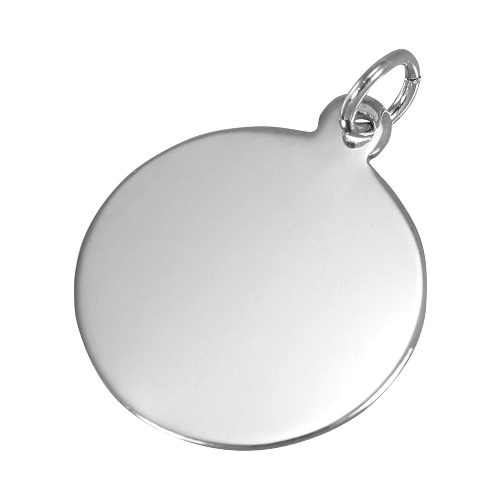 Sterling Silver Large Engravable Round Pendant