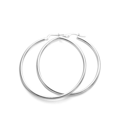 Sterling Silver 2mm Round Hoop Earrings
