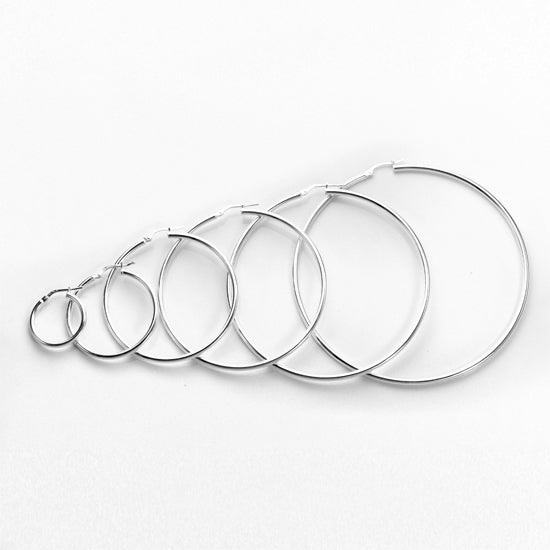 Sterling Silver 2mm Round Hoop Earrings