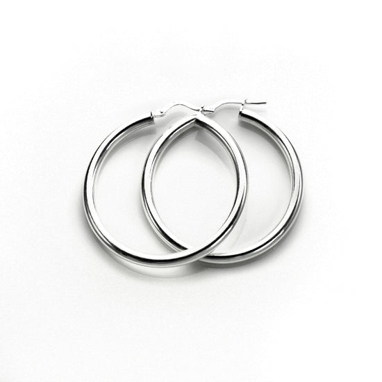 Sterling Silver 3mm Round Hoop Earrings