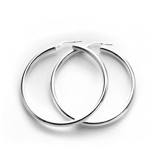 Sterling Silver 3mm Round Hoop Earrings