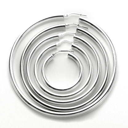 Sterling Silver 3mm Round Hoop Earrings