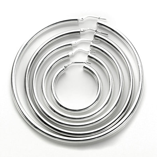 Sterling Silver 3mm Round Hoop Earrings