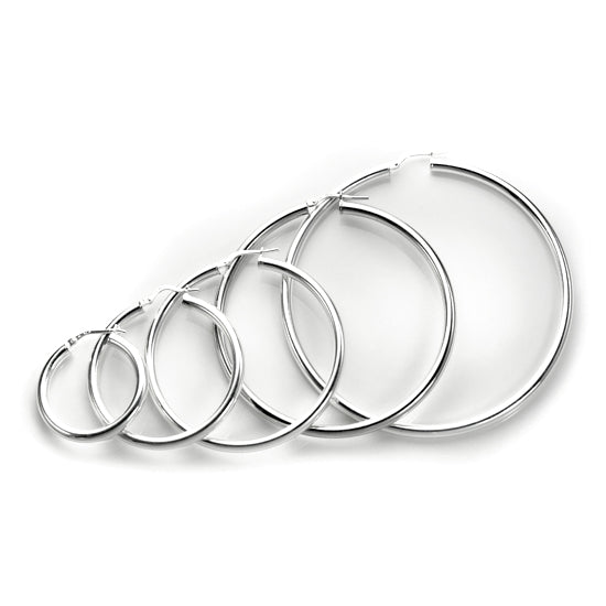 Sterling Silver 3mm Round Hoop Earrings