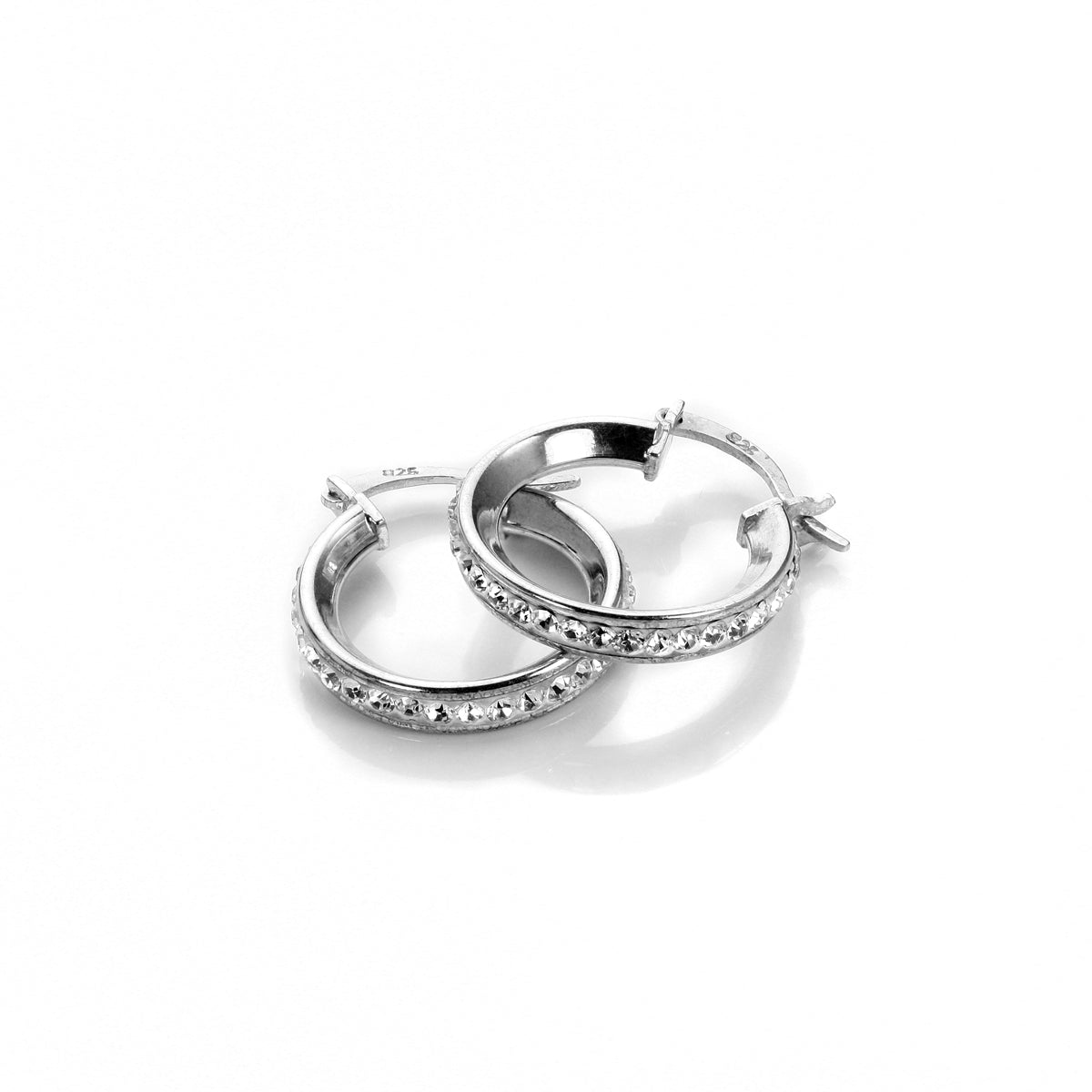 Sterling Silver Pave Crystal Hoop Earrings