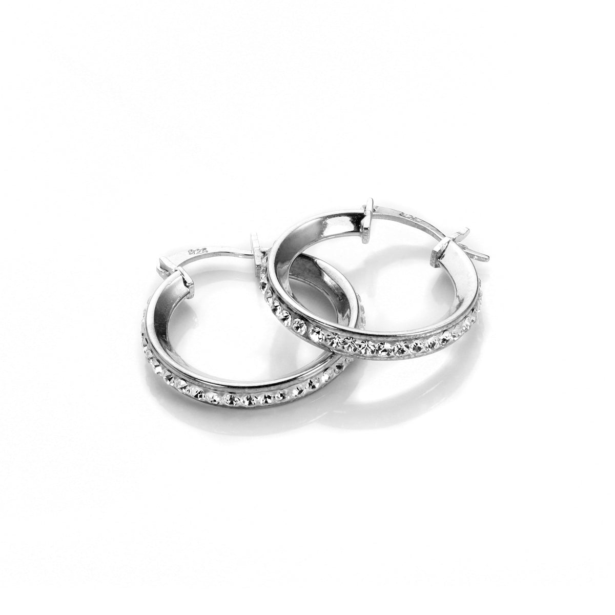 Sterling Silver Pave Crystal Hoop Earrings