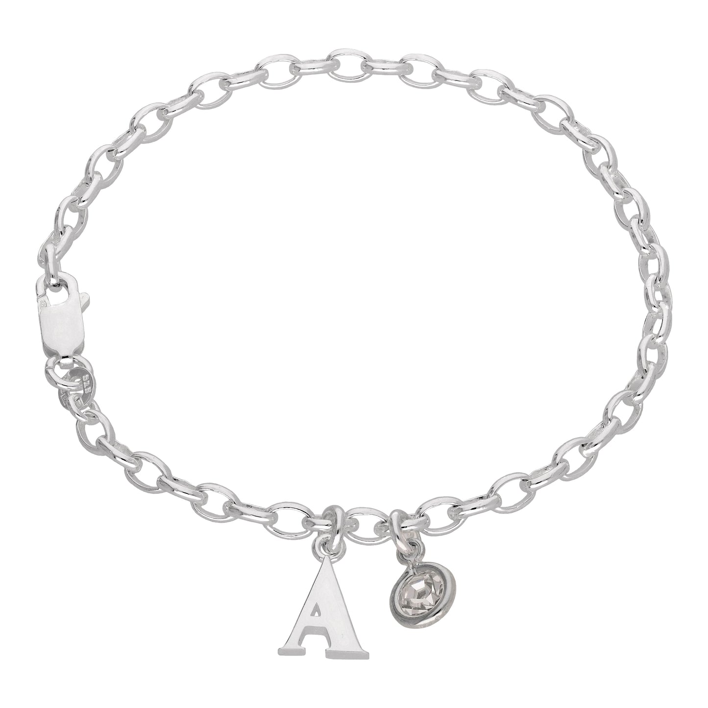 Sterling Silver Birthstone & Initial Letter Starter Bracelet