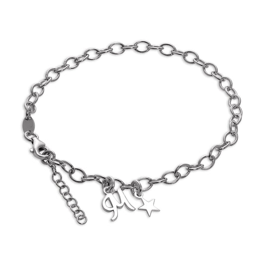 Sterling Silver Tiny Star & Initial Letter Starter Bracelet