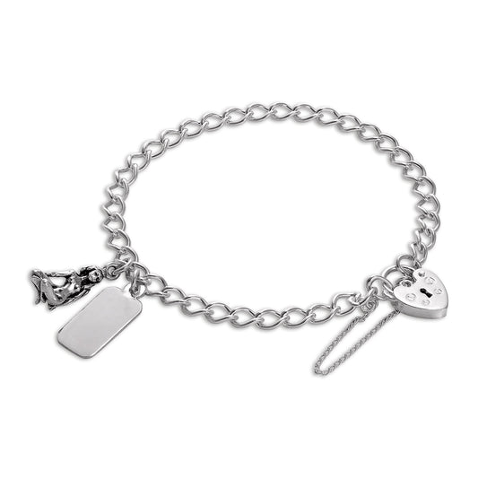 Sterling Silver Star Sign & Engravable Tag Starter Bracelet