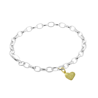 Sterling Silver Love Hearts Belcher Starter Bracelet