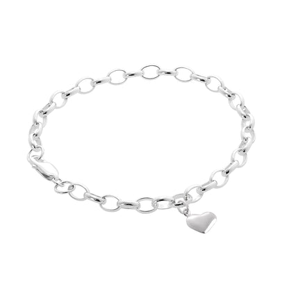 Sterling Silver Love Hearts Belcher Starter Bracelet