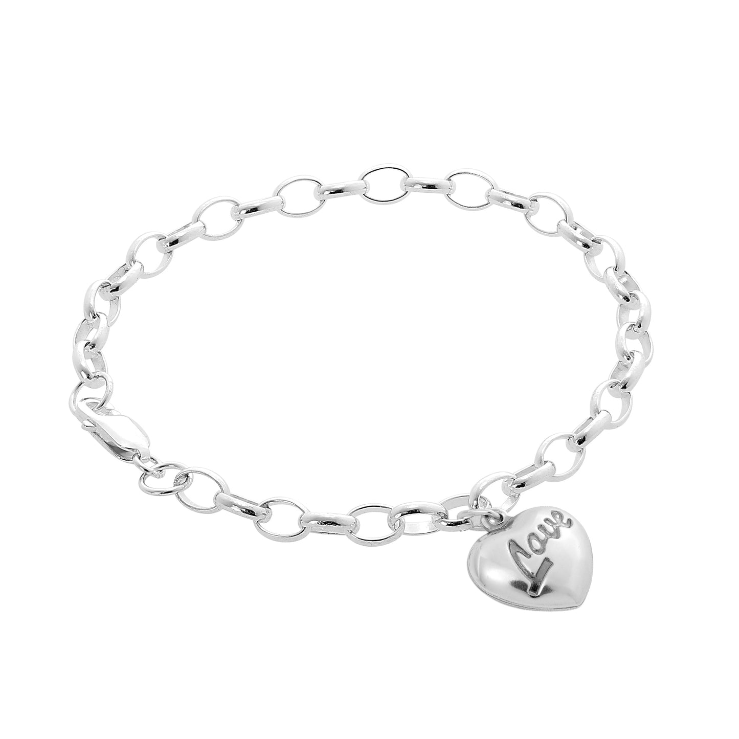 Sterling Silver Love Hearts Belcher Starter Bracelet