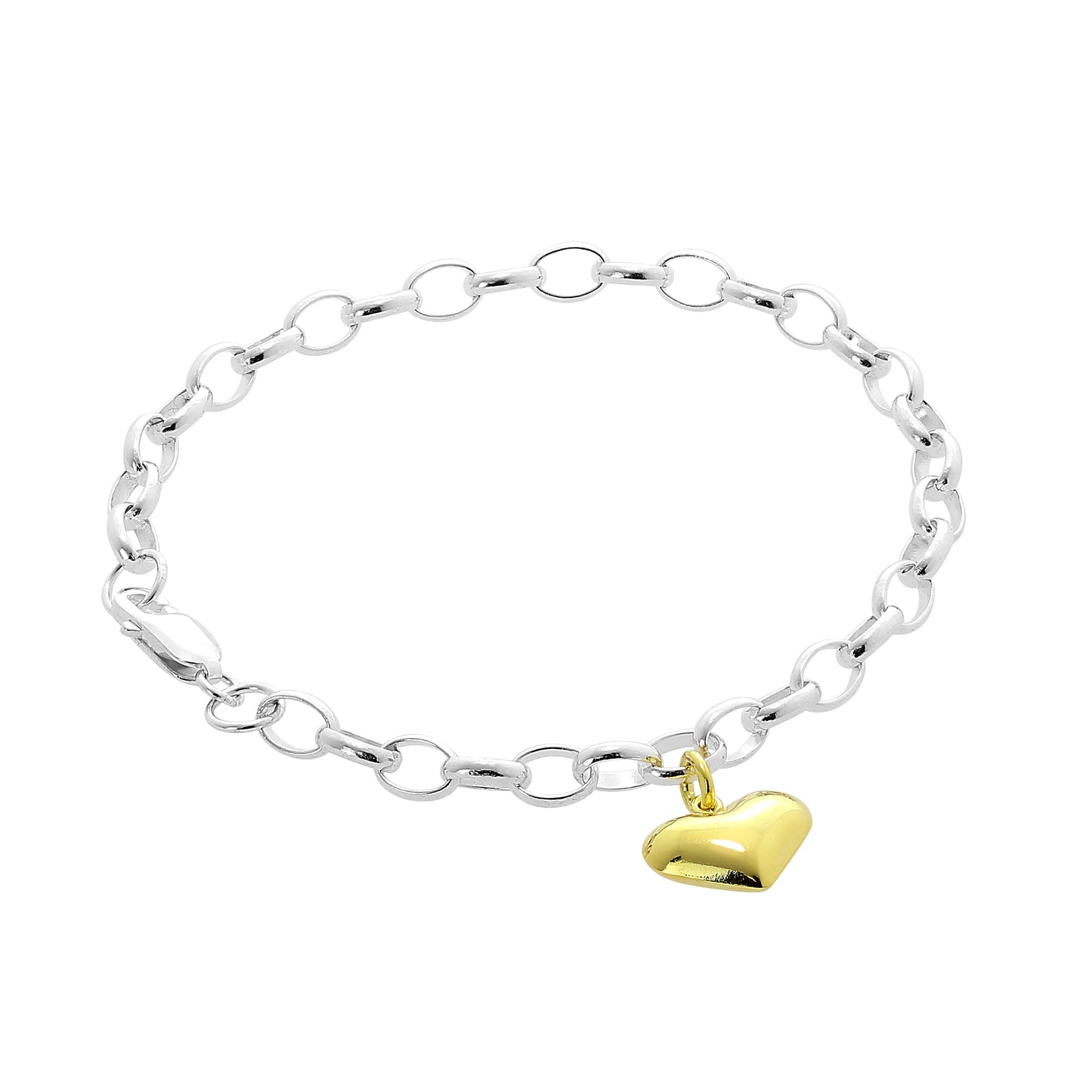 Sterling Silver Love Hearts Belcher Starter Bracelet