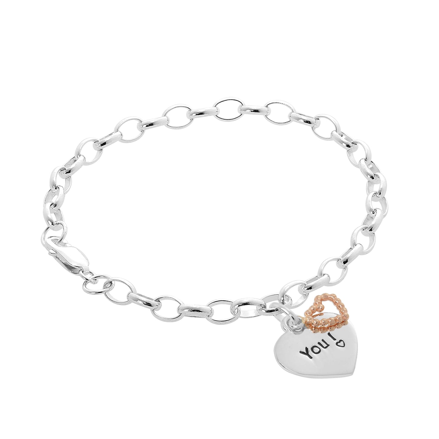 Sterling Silver Love Hearts Belcher Starter Bracelet