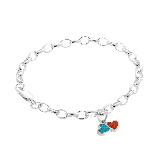 Sterling Silver Love Hearts Belcher Starter Bracelet