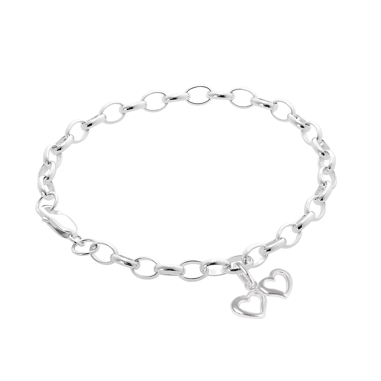 Sterling Silver Love Hearts Belcher Starter Bracelet