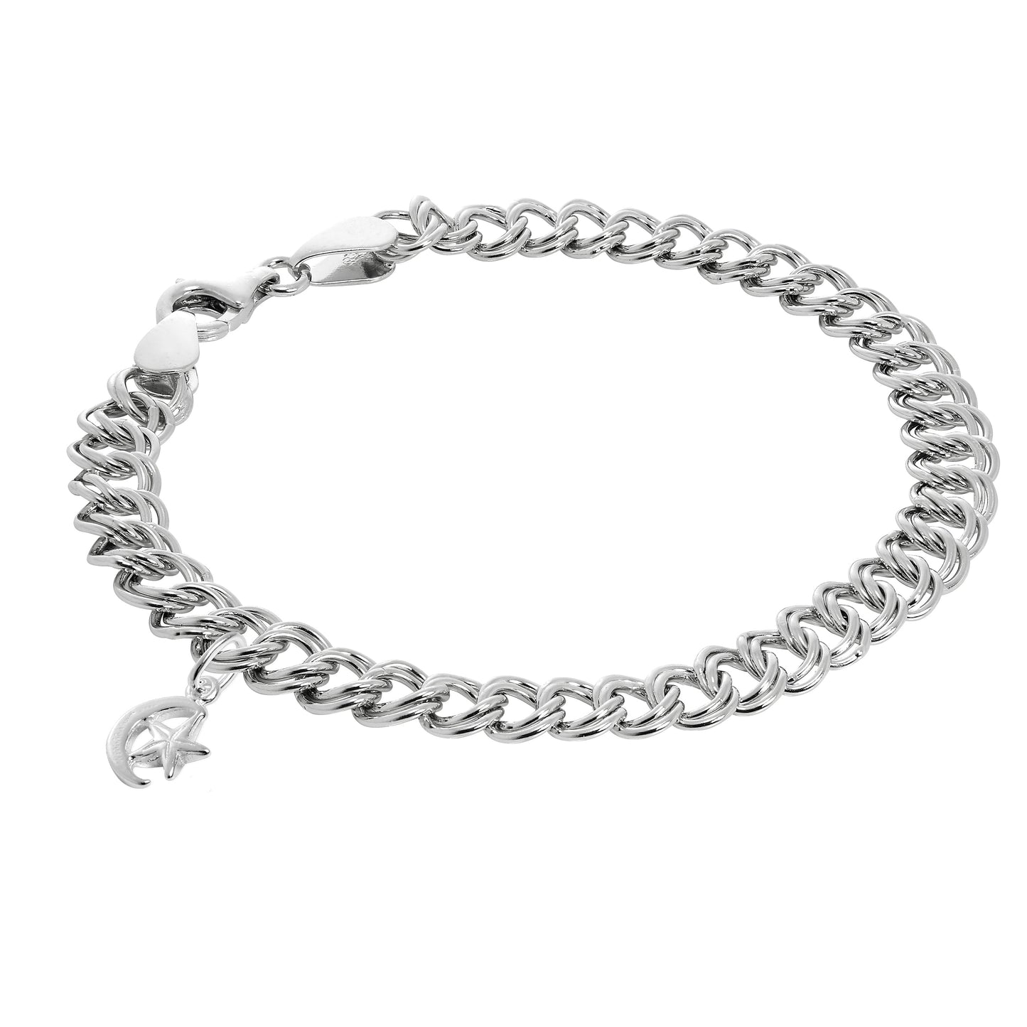 Sterling Silver Stars Double Curb Starter Bracelet