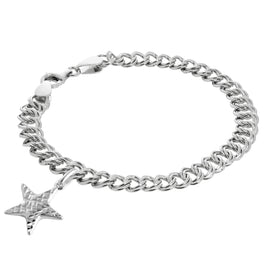 Sterling Silver Stars Double Curb Starter Bracelet