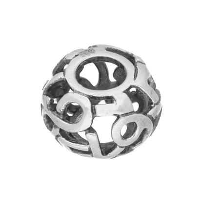 Sterling Silver Round Bead Charm w Cut Out Numbers