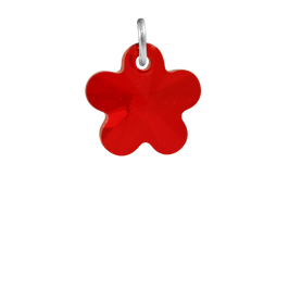 Sterling Silver Siam Crystal Flower Charm